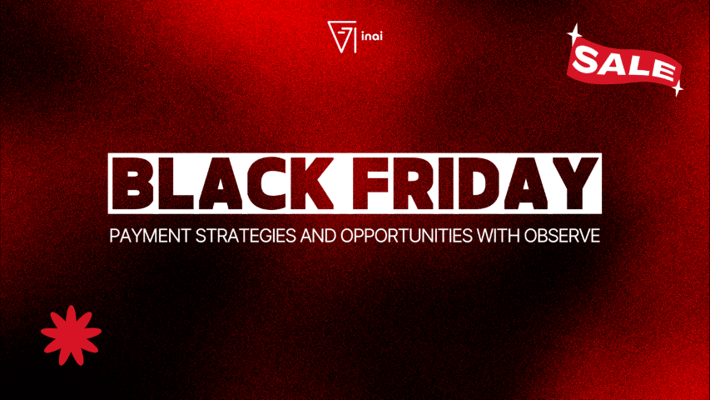 Bold Black Friday text with red and black gradient background, showcasing payment strategies and opportunities with Observe.