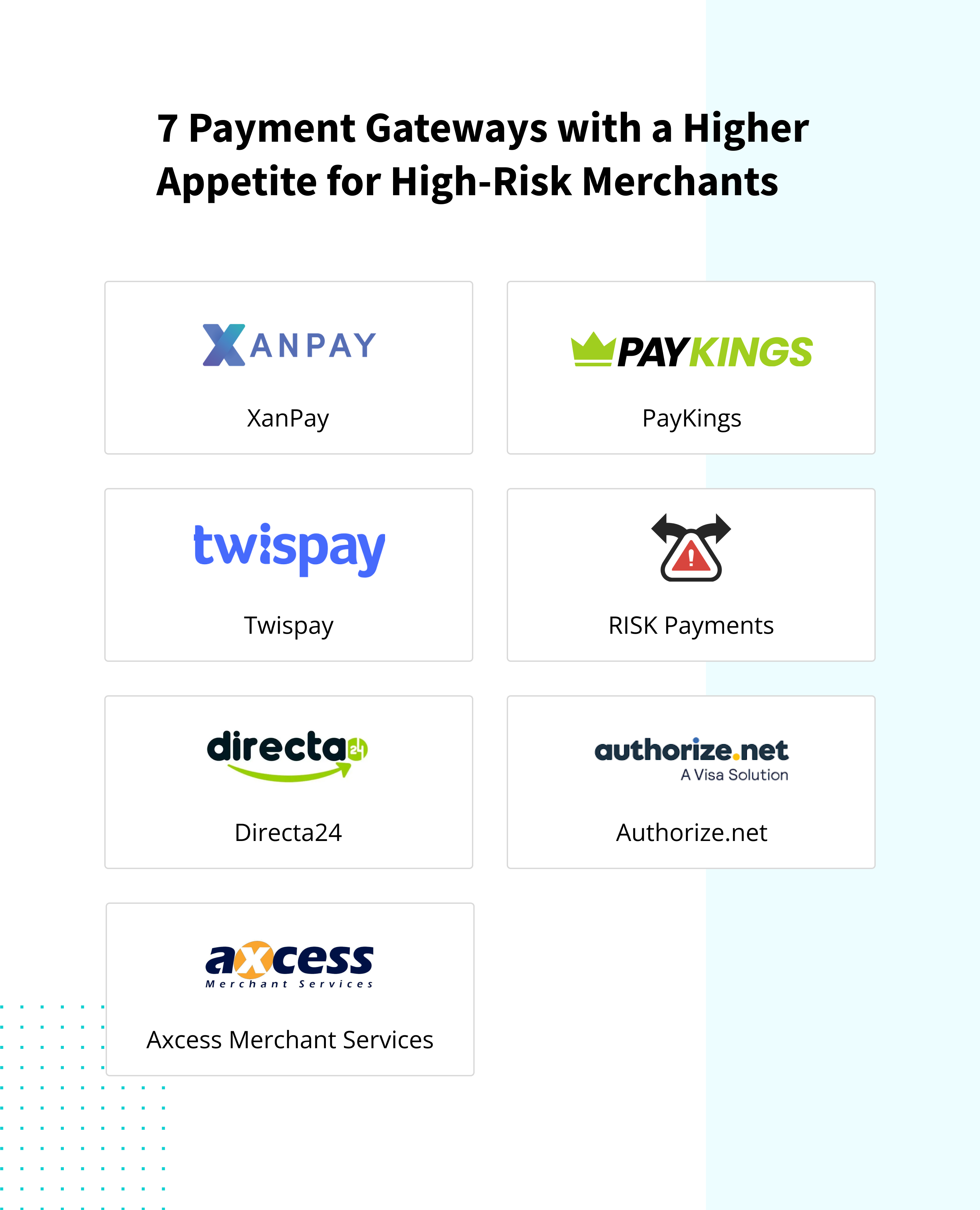 Top 7 Payment Gateways with Higher Risk Appetite .